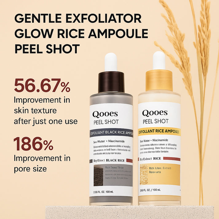 Peel Shot Glow Rice Ampoule Set Brightening Exfoliating Moisturizing Serum - Suitable for all skin types