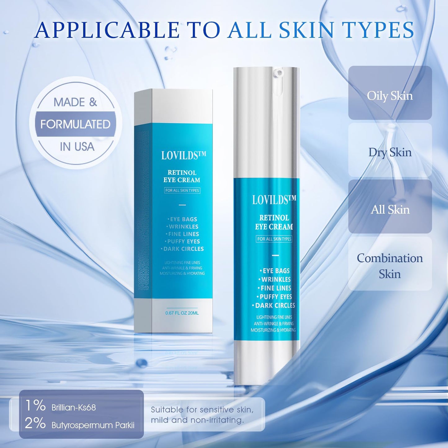 šļø LOVILDS⢠Advanced Retinol Under Eye Cream - Anti-Aging Treatment for Wrinkles, Fine Lines, Eye Bags, Dark Circles and Puffiness