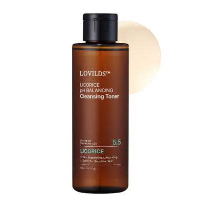 💦 LOVILDS™ Licorice pH Balancing Cleansing Toner - Hydrating 5.5 pH Astringent for Acne, Dark Spots & Pigmentation, 5.1 fl.oz.