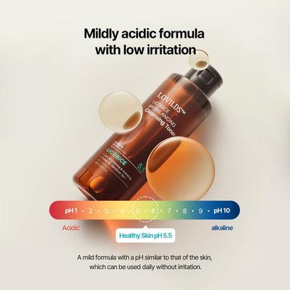 💦 LOVILDS™ Licorice pH Balancing Cleansing Toner - Hydrating 5.5 pH Astringent for Acne, Dark Spots & Pigmentation, 5.1 fl.oz.